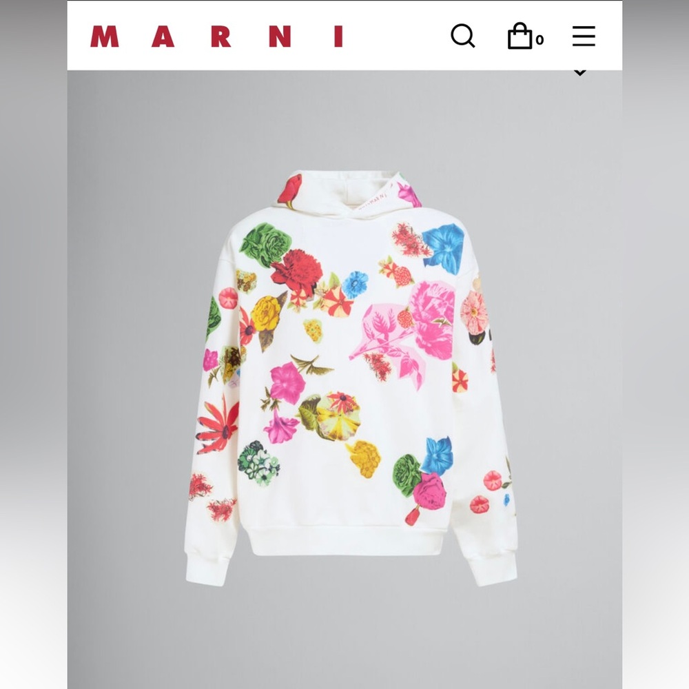 MARNI XL NWT UNISEX Luxury Hoodie Sweatshirt Marni_Natural White Collage Flowers